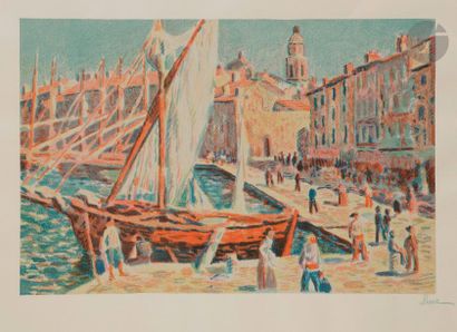 Maximilien Luce (1858-1941) Saint-Tropez. 1897. Lithographie. 395 x 260. I.F.F. 30....
