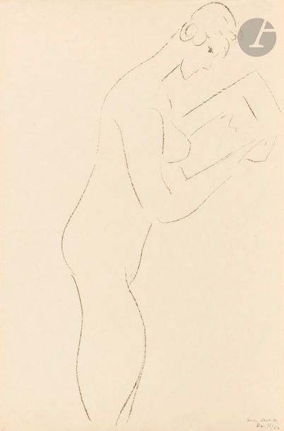 Henri MATISSE (1869-1954) La Lecture, nu de profil. 1913. Lithographie. 257 x 500....