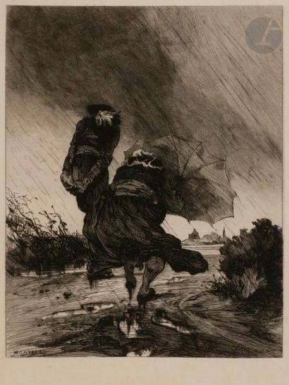 Georges Montbard (Charles Auguste Loye, dit) (1841-1905) Le Coup de vent. Vers 1872....