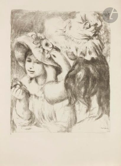 Pierre-Auguste Renoir (1841-1917) Le Chapeau épinglé (2e pl.). Vers 1898. Lithographie....