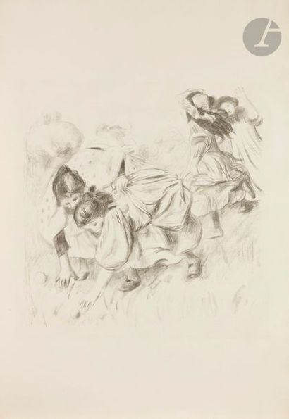 Pierre-Auguste Renoir (1841-1917) Les Enfants jouant à la balle. 1900. Lithographie....