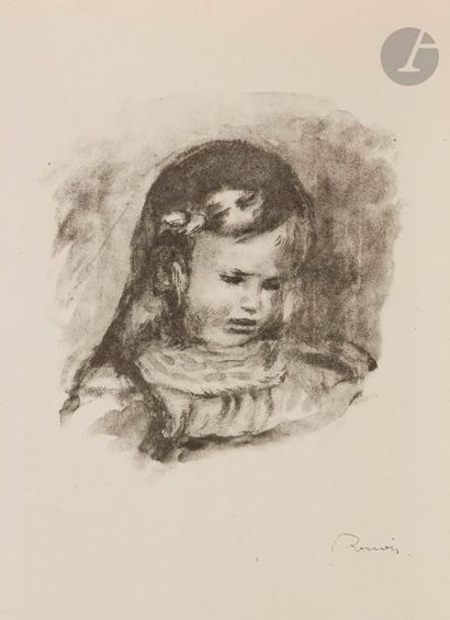 Pierre-Auguste Renoir (1841-1917) Claude Renoir, la tête baissée. 1904. Lithographie....