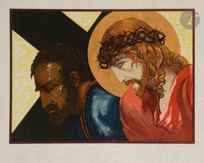 François-Louis SCHMIED (1873-1941) Le Christ ; Le Christ et Simon de Cyrène. (Pl....