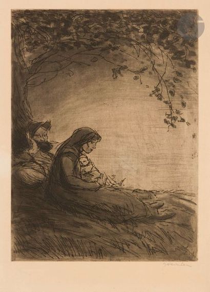 Théophile-Alexandre STEINLEN (1859-1923) Repos des vagabonds. 1911. Eau-forte. 243 x 327....