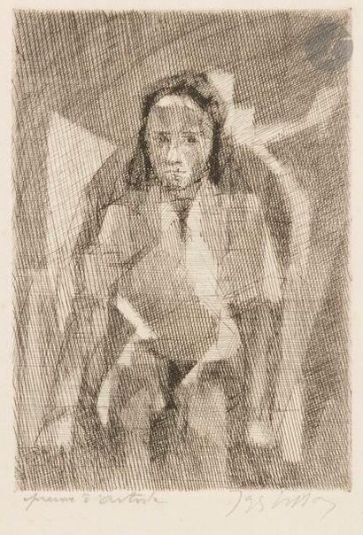 Jacques Villon (Gaston Duchamp, dit) (1875-1963) La Petite mendiante. 1935. Pointe...