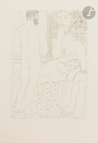 Pablo Picasso (1881-1973) Suite Vollard
Sculpteur, modèle couché et sculpture. (Suite...