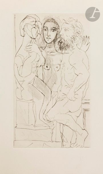Pablo Picasso (1881-1973) Suite Vollard
Sculpteur, modèle et sculpture assise. (Suite...