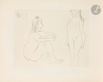 Pablo Picasso (1881-1973) Deux femmes IV. 2 mars 1965. Pointe sèche. 415 x 315. Bloch...