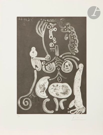 Pablo Picasso (1881-1973) Nu au fauteuil. 26 octobre 1966. Aquatinte. 265 x 370....