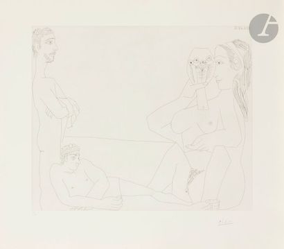 Pablo Picasso (1881-1973) Série « Les 347 »
Sur la plage, femme au miroir et deux...