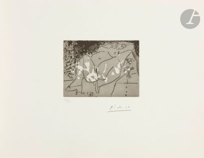 Pablo Picasso (1881-1973) Série « Les 347 »
Jeune femme et « mousquetaire ». (Les...