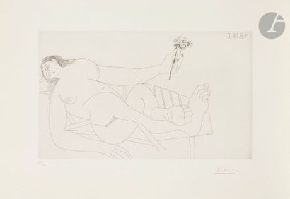 Pablo Picasso (1881-1973) Série « Les 347 »
Femme à la fleur sur un transat. (Les...