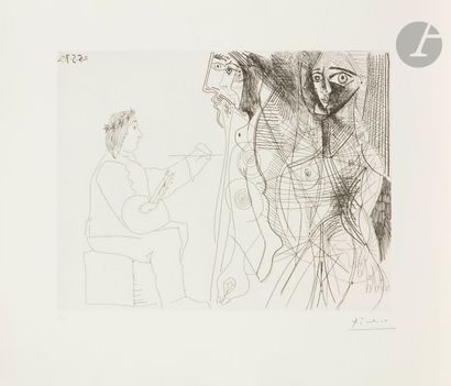 Pablo Picasso (1881-1973) Série « Les 156 »
Le Peintre et la femme. (Les 156, pl....