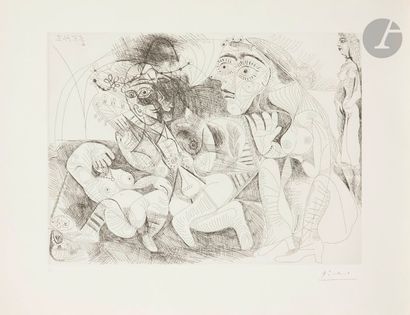Pablo Picasso (1881-1973) Série « Les 156 »
Filles entre elles ; la récréation en...