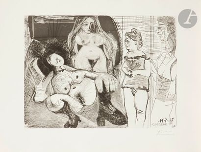 Pablo Picasso (1881-1973) Série « Les 156 »
Filles entre elles : la sous-maîtresse....