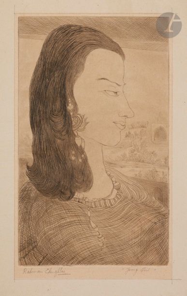 Abdur Rahman Chughtai (1897-1975) Young Girl, or Window Sill (Jeune fille ou Rebord...