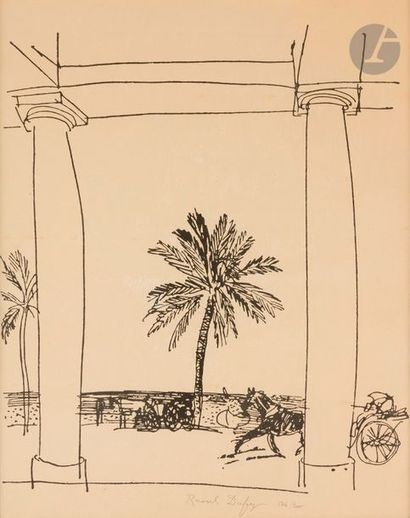 Raoul Dufy (1877-1953) (d’après) La Terrasse au palmier. Vers 1950. Lithographie....