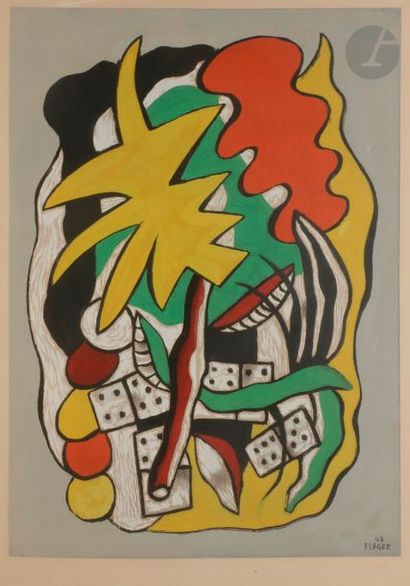 Fernand Léger (1881-1955) (d’après) Composition aux dominos. Vers 1950. Procédé Spitzer...