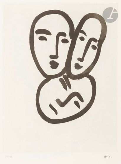 Henri MATISSE (1869-1954) Trois têtes ; À l’amitié. (Masques d’Apollinaire, Matisse...