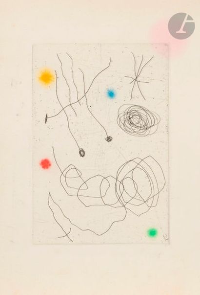 Joan MIRO (1893-1983) La Chouette et l’escargot. Carte de vœux pour la galerie Aimé...