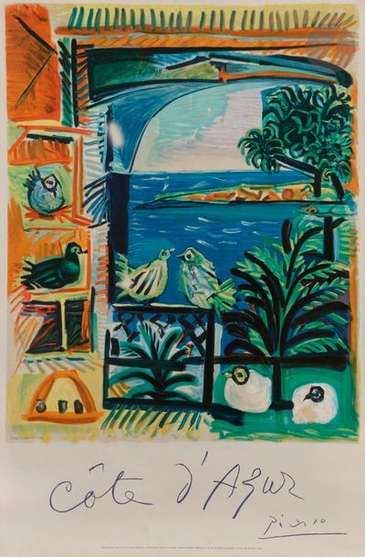 PABLO PICASSO (1881-1973) (D’APRÈS) Côte d’Azur. Affiche. 1962. Lithographie par...