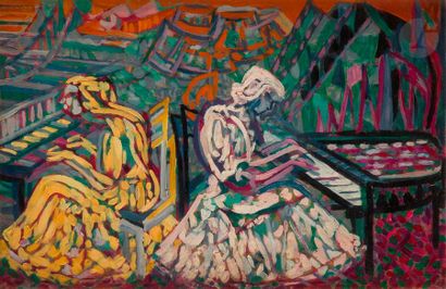 null *Esther CARP (1897-1970) 
Les deux pianistes 
Huile sur panneau. 
27 x 41 cm

Née...