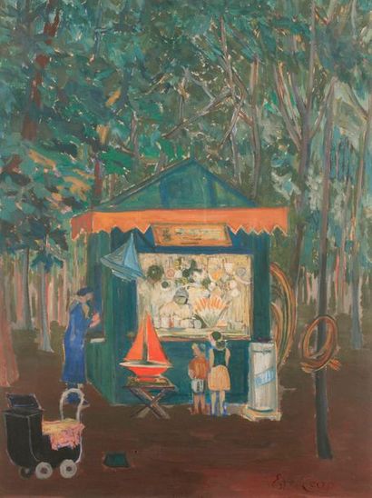 null Esther CARP (1897-1970) 
Le Kiosque au jardin du Luxembourg 
Huile sur carton....