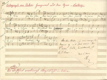 null Daniel François Esprit AUBER Manuscrit musical autographe ; 1 page oblong in-4

Fragment...