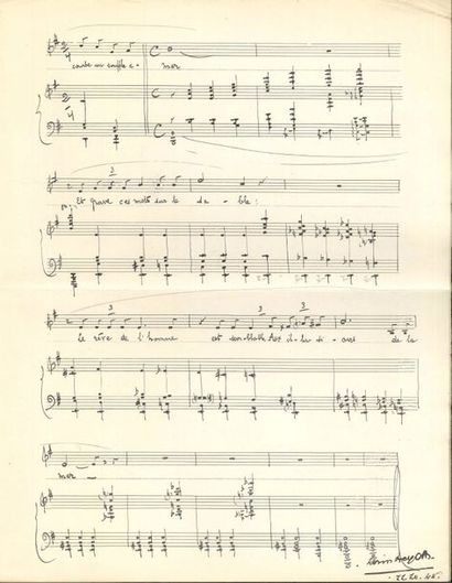 null Louis BEYDTS (1895-1953). Manuscrit musical autographe signé, « Puisque tes...