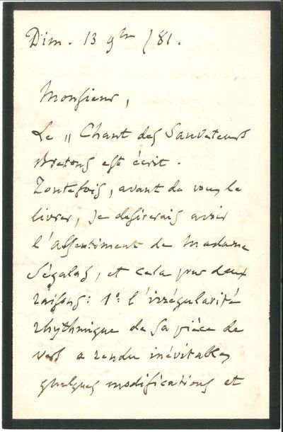 null Charles GOUNOD (1818-1893) LAS, Paris 13 novembre 1881, [à l’éditeur H Lemoine...