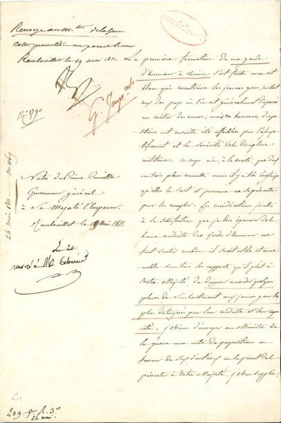 null NAPOLÉON Ier (1769-1821). P.S. « NP », Rambouillet 19 mai 1811, en marge d’une...