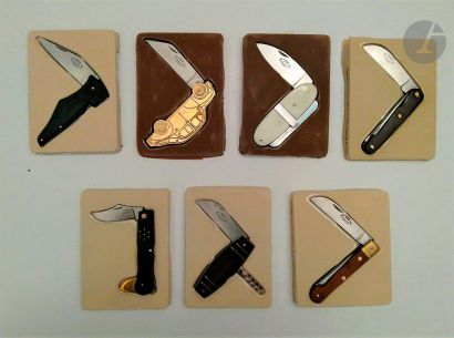 null Prototype du couteau élaboré à Thiers.
Fabriqué en Chine.
Lot de sept couteaux...