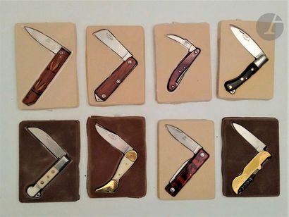 null Prototype du couteau élaboré à Thiers.
Fabriqué en Chine.
Lot de huit couteaux...