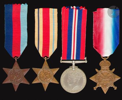null GRANDE-BRETAGNE
Ensemble de cinq médailles comprenant une « 1914-15 Star »,...
