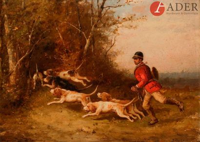 null Attribué à François Louis LANFANT de METZ (1814 - 1892)
Scène de chasse à courre
Panneau...