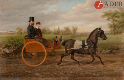 null William Henry WHEELWRIGHT 
(act.1857 - 1897)
La Voiture attelée, 1881
Toile
Signée...