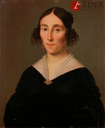 null École FRANÇAISE vers 1840
Portrait de dame 
Sur sa toile d’origine 
61 x 49...