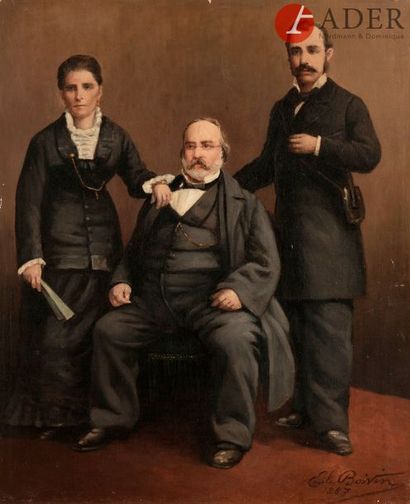 null École FRANÇAISE du XIXe siècle
Portraits de famille, 1887
Toile
Signée Boivin
61...