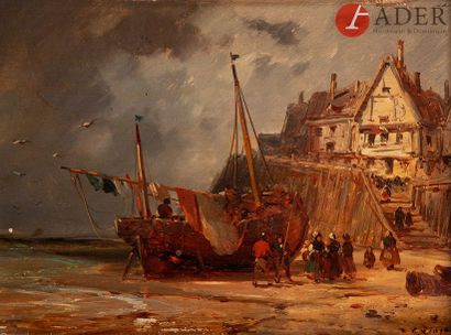 null École NORMANDE du XIXe siècle
Paysage de bord de mer
Panneau
16 x 22 cm
Signé...