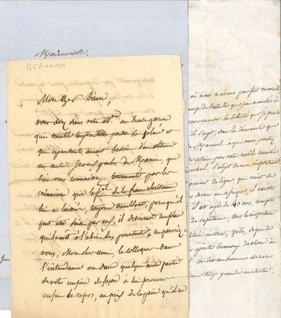 null "Pierre-Jean de BÉRANGER 14 LAS, 1814-1853 ; 28 pages formats divers, 11 adresses...