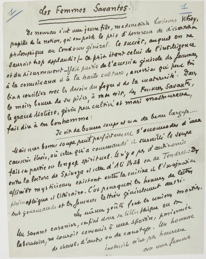 null "Léon DAUDET (1868-1942) Manuscrit autographe signé, Les Femmes Savantes, [juillet...