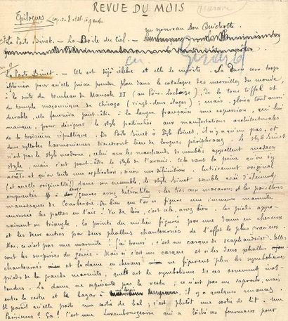 null Remy de GOURMONT (1858-1915). Manuscrit autographe signé, Épilogues, [1900] ;...