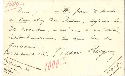 null "Victor HUGO (1802-1885) PAS « Victor Hugo », Paris 30 novembre 1835 ; 1 page...