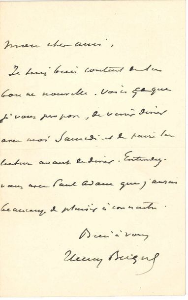 null Henry BECQUE (1837-1899). 3 L.A.S. ; 5 pages in-8 ou in-12. « Ce que vous me...