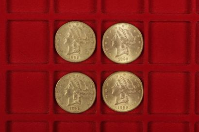 null 4 pièces de 20 Dollars en or. Type Liberty. 1892 S (2) - 1895 - 1899

Frais...