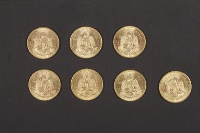 null 7 pièces de 50 Pesos en or dans un sachet numéroté 2017010:
1821/1947 (5) -...