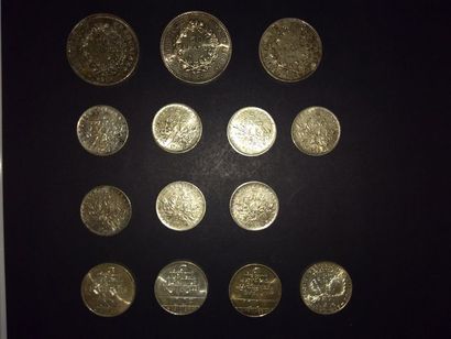 null lot de 14 pièces françaises en argent:
- 4 pièces de 100 Francs en argent. 1984...