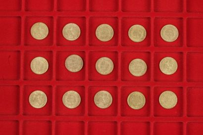 null 15 pièces 20 Francs en or :
- 1 pièces de 20 Francs en or. Type Napoléon 1er...