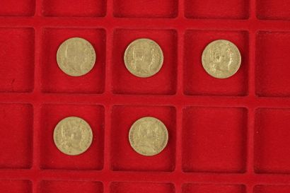 null 35 pièces de 20 Francs en or.
- 2 pièces de 20 Francs en or. Type Napoléon 1er...