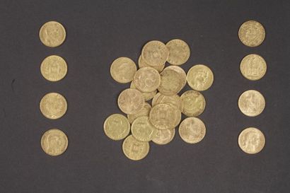 null 35 pièces de 20 Francs en or.
- 2 pièces de 20 Francs en or. Type Napoléon 1er...
